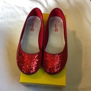 Girls Red Glitter Slides Shoes, size 1.5